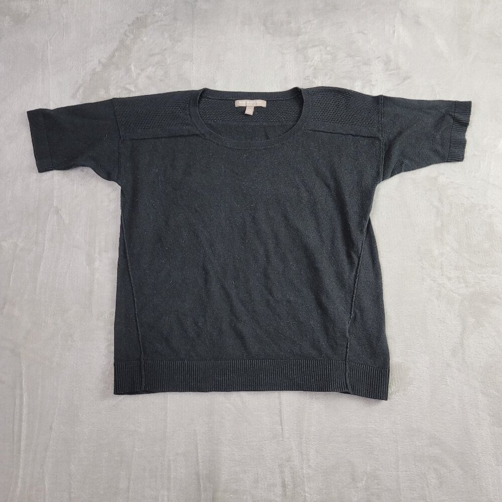 Banana Republic Black Perforated Circle Short Sleeve Women's Shirt | Size XS